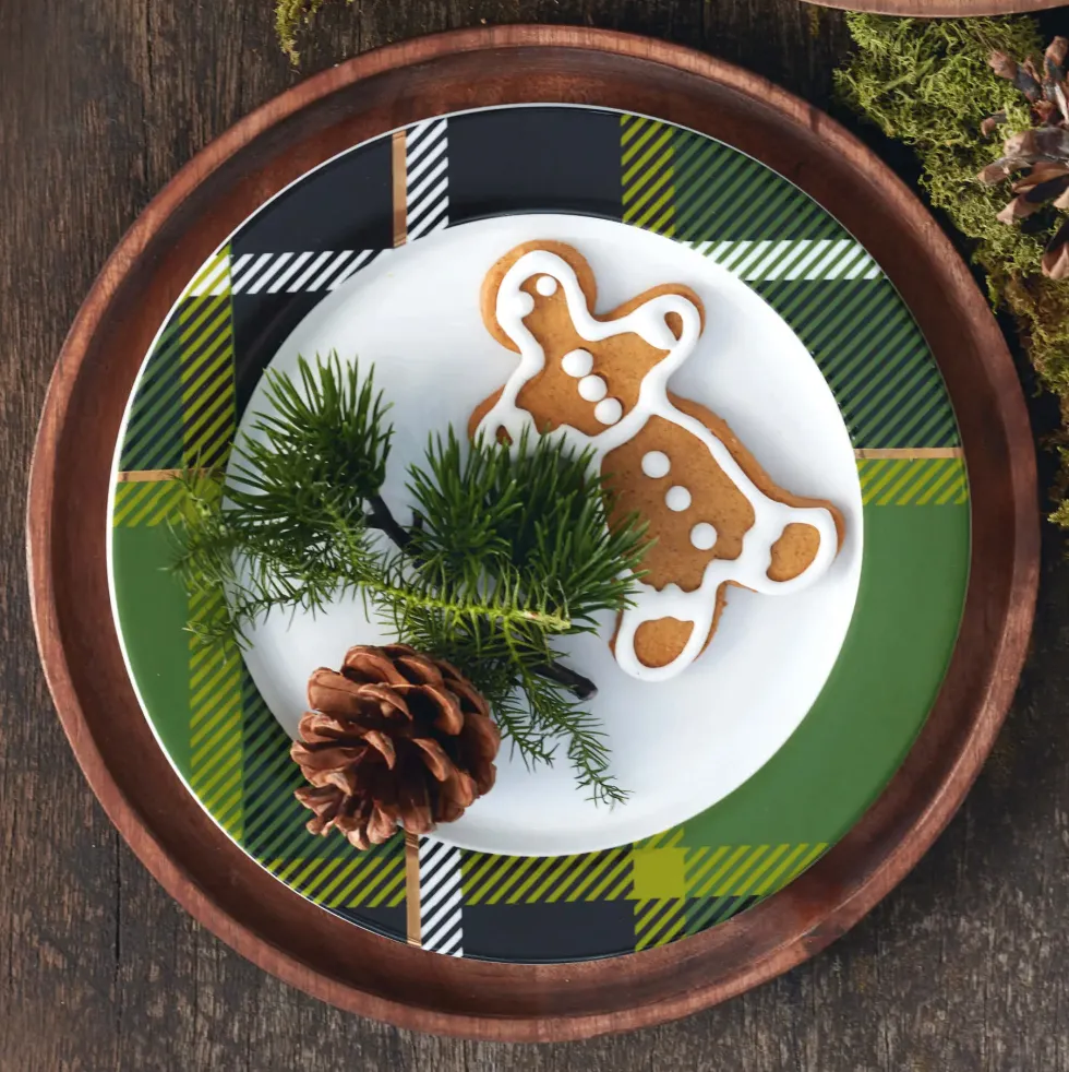 Dessertteller Porzellan ASA tartan grün D 21 cm