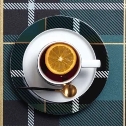 Dessertteller Porzellan ASA tartan petrol D 21 cm