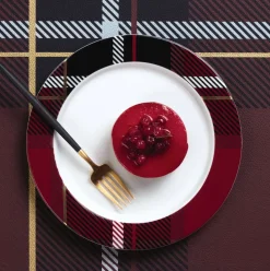 Dessertteller Porzellan Tischset ASA tartan rot Durchesser 21 cm