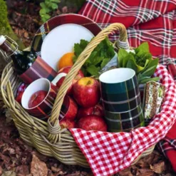 Dessertteller Porzellan Tischset ASA tartan rot Durchesser 21 cm