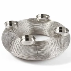 Edelstahl Adventskranz modern Palermo silber Durchmesser 32 cm