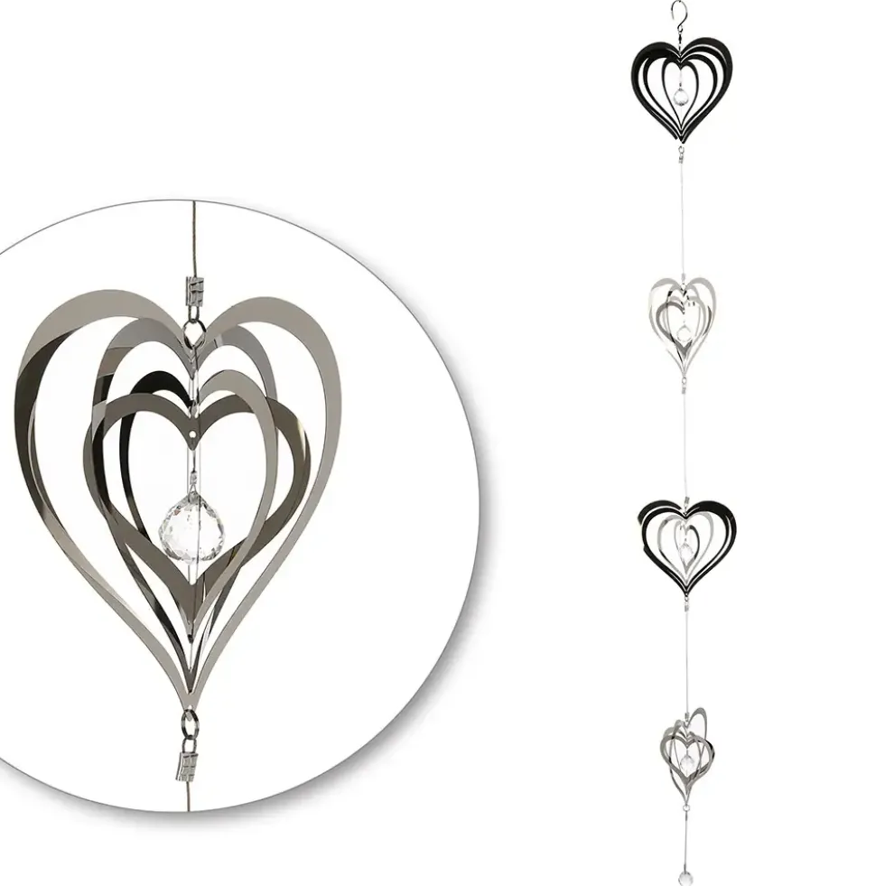 Edelstahl Windspiel Crystal Love Casablanca Länge 120 cm