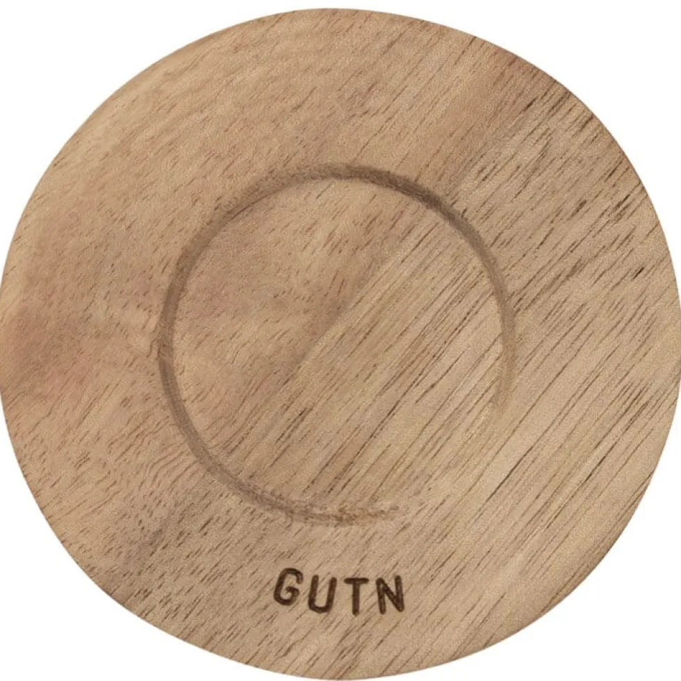 Eierbecher Porzellan weiß Räder mit Holzteller GUTN H 3,5 cm