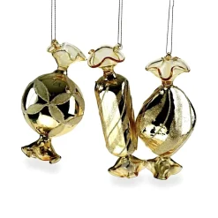 3er Set Glasanhänger Candy gold 12 cm