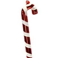 4er Set Glashänger Zuckerstange rot weiß 11 cm