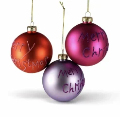 3er Set Weihnachtsbaumkugeln Merry Christmas