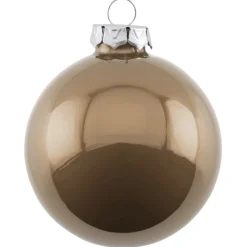 6er Set Weihnachtskugeln Glas Opal beige Gift Company 8 cm