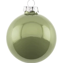 6er Set Weihnachtskugeln Glas Opal grün Gift Company 8 cm