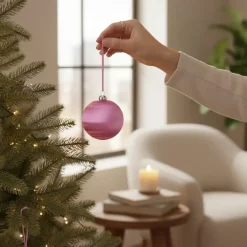 12er Set Weihnachtskugeln rosa Chinois 8 cm