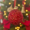 6er Set Weihnachtskugeln Werner Voß mit Pailletten pink 8 cm
