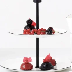 Etagere 2 stufig weiß Porzellan ASA ligne noire Höhe 23 cm