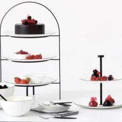 Etagere 2 stufig weiß Porzellan ASA ligne noire Höhe 23 cm