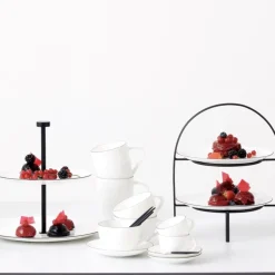 Etagere 2 stufig weiß Porzellan ASA ligne noire Höhe 23 cm