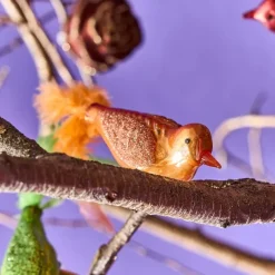 Exklusiver Christbaumschmuck Vogel mit Clip Orange