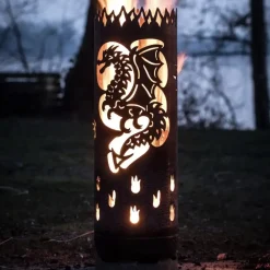 Feuertonne groß DRACHE aus Stahl Höhe 100 cm
