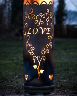Feuertonne groß LOVE aus Stahl H 100 cm