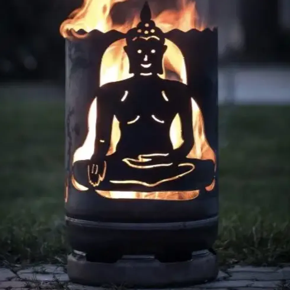Feuertonne mit Motiv aus Stahl BUDDHA Höhe 60 cm