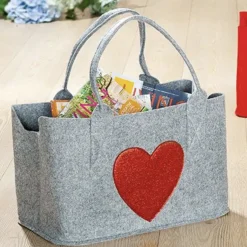 Filztasche Glitzerherz Casablanca Höhe 26 cm rot
