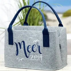 Filztasche Meerzeit Casablanca hellgrau Höhe 26 cm