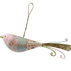 Frühlingsdeko Metallvogel NICO zum Aufhängen Länge 19 cm