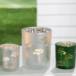 Frühlingsdeko Windlicht Glas Pusteblume