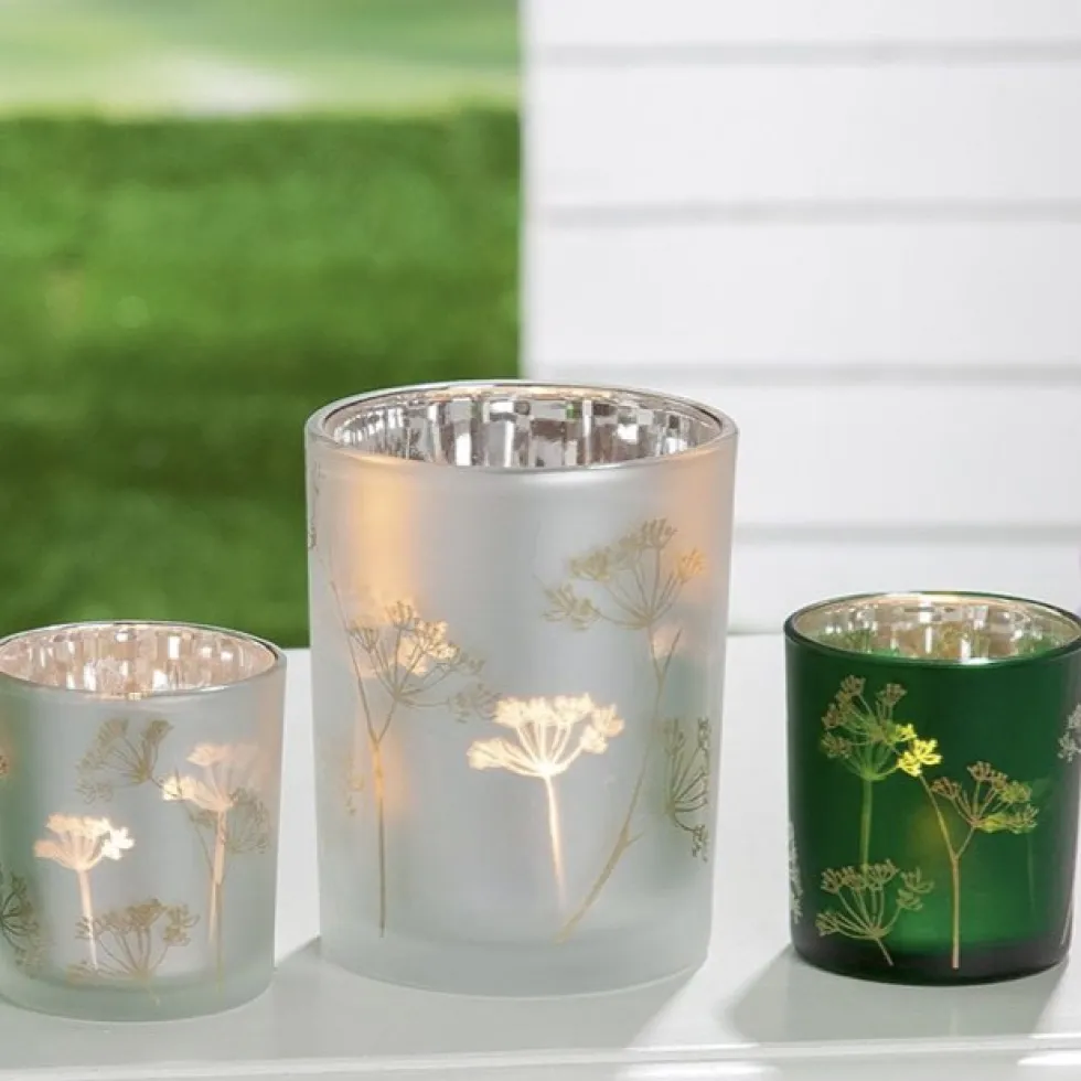Frühlingsdeko Windlicht Glas Pusteblume