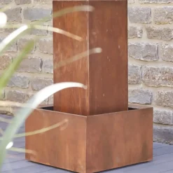 Gartenbrunnen Cortenstahl Höhe 87 cm