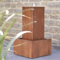 Gartenbrunnen Cortenstahl Höhe 87 cm
