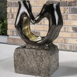 Gartenbrunnen Wasserspiel Herzhand Höhe 53 cm