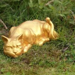 Gartendeko Figur Katze OTTILIE gold Dirk Detlefsen