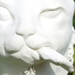 Gartendeko Gartenstecker Mauz mit Fisch Höhe 25 cm