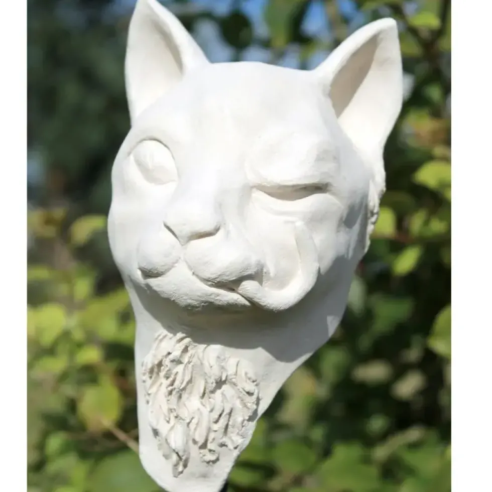 Gartendeko Gartenstecker Mieze mit Maus Höhe 25 cm