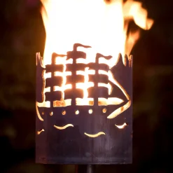 Gartenfackel Feuerfackel Schiff aus Metall Höhe 17 cm – ohne Stiel