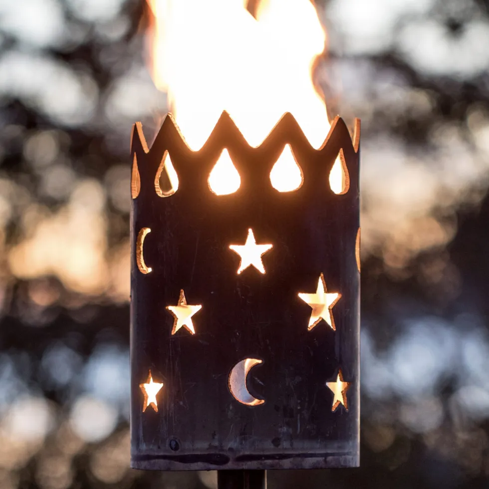 Gartenfackel Metall Mond und Sterne – ohne Stiel