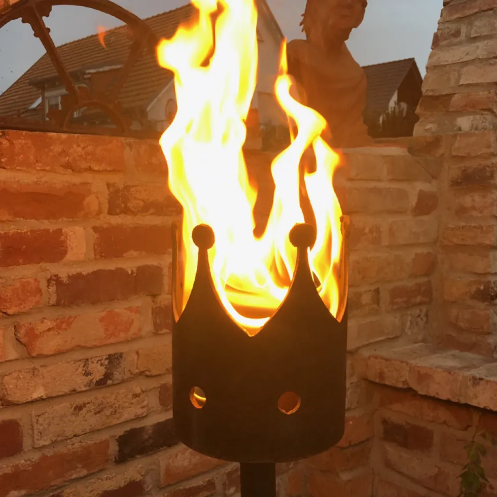 Gartenfackel Metall Rost Krone – ohne Stiel