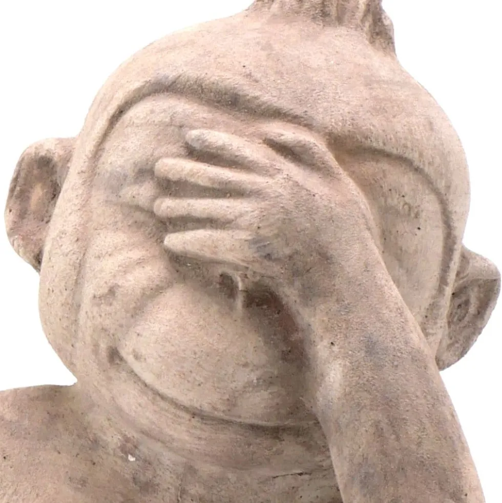 Gartenfigur AFFE DEKO NICHTS HÖREN Terrakotta Höhe 40 cm