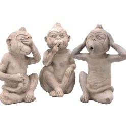 Gartenfigur AFFE DEKO NICHTS HÖREN Terrakotta Höhe 40 cm