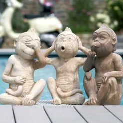 Gartenfigur AFFE DEKO NICHTS HÖREN Terrakotta Höhe 40 cm