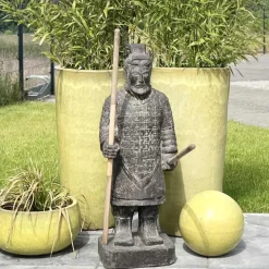 Gartenfiguren groß Chinesische Krieger anthrazit
