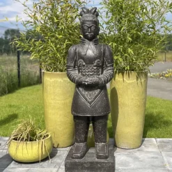 Gartenfiguren groß Chinesische Krieger anthrazit