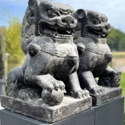 Gartenfigur groß Tempel Löwen 2er Set Höhe 60 cm