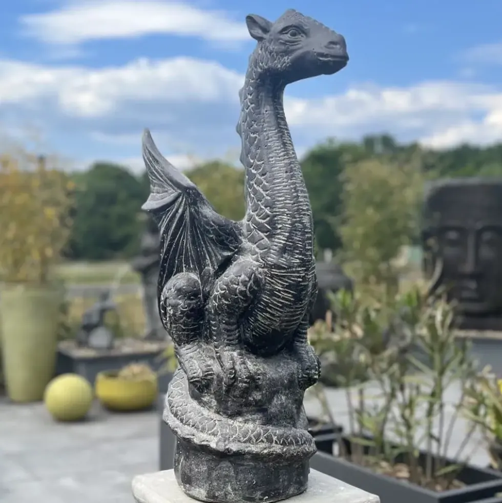 Gartenskulptur Groß Drache Chronos Höhe 75 cm