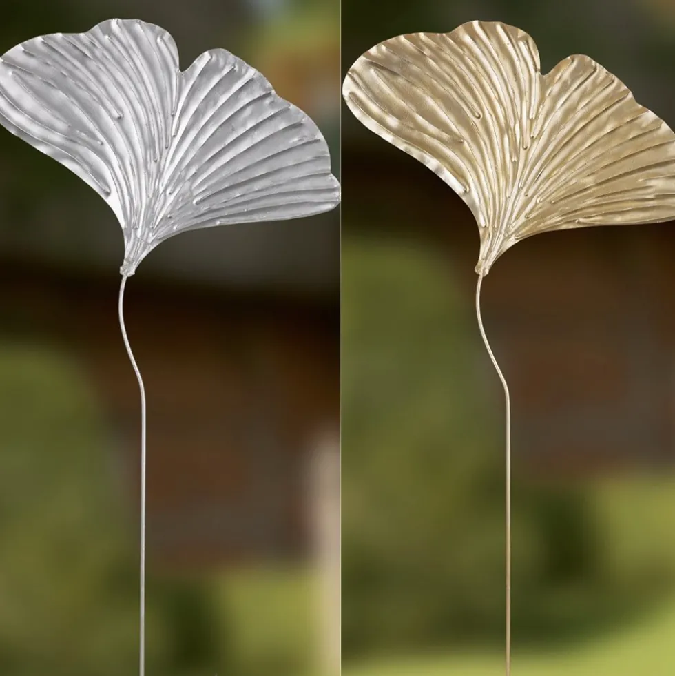 Gartenstecker Ginkgo Höhe 97 cm gold