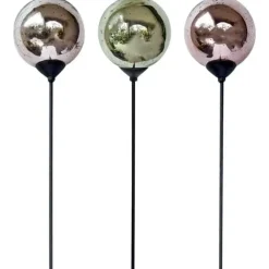 Gartenstecker Glas Rosenkugel 3er Set Höhe 114 cm