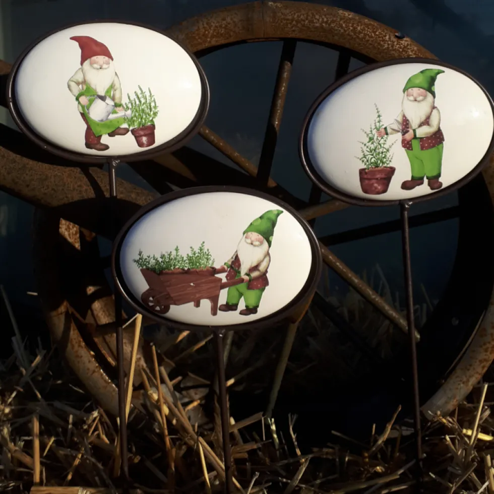 Gartenstecker KRÄUTERZWERG 3er SET Keramik