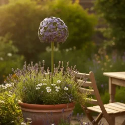 Gartenstecker Metall ALLIUM lila Höhe 116 cm