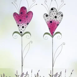 Gartenstecker Metall Deko Blume rosa weiß Höhe 110 cm