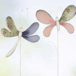 Gartenstecker Metall Deko Libelle und Schmetterling Casablanca Höhe 113 cm