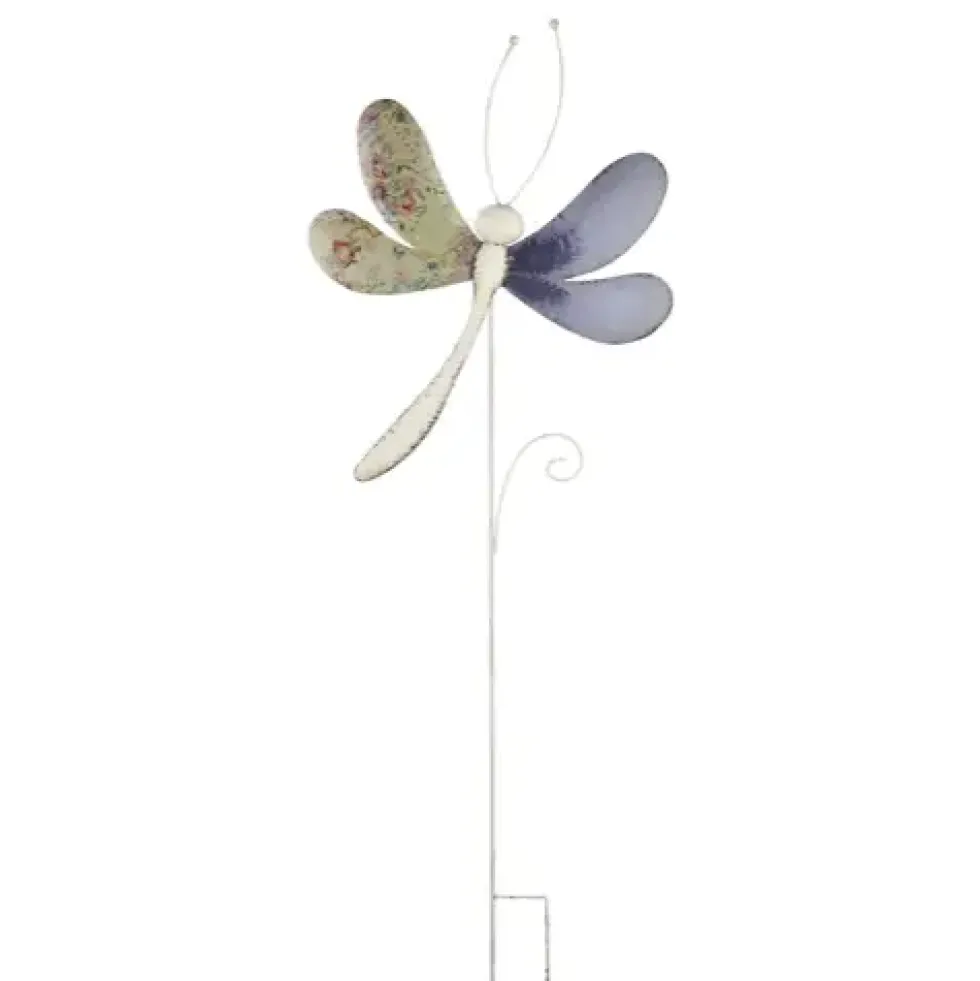 Gartenstecker Metall Deko Libelle und Schmetterling Casablanca Höhe 113 cm