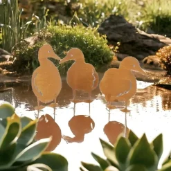 Gartenstecker Metall Entenfamilie DAGGI Rost 3er Set